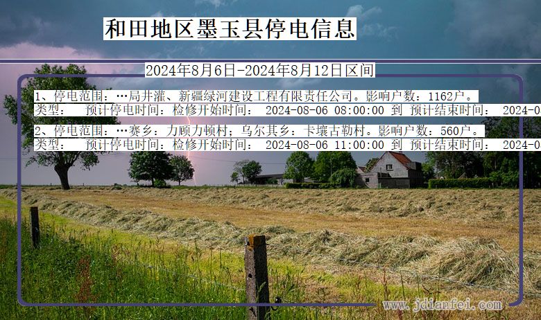 和田地区墨玉停电通知 新疆维吾尔自治区和田地区墨玉停电通知