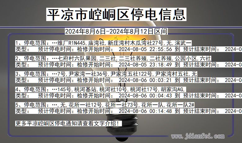 平凉崆峒停电通知 甘肃省平凉崆峒停电通知