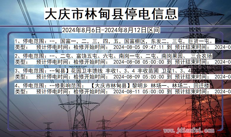 大庆林甸停电通知 黑龙江省大庆林甸停电通知
