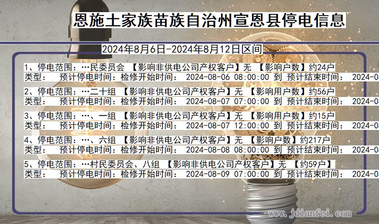 恩施宣恩停电通知 湖北省恩施宣恩停电通知
