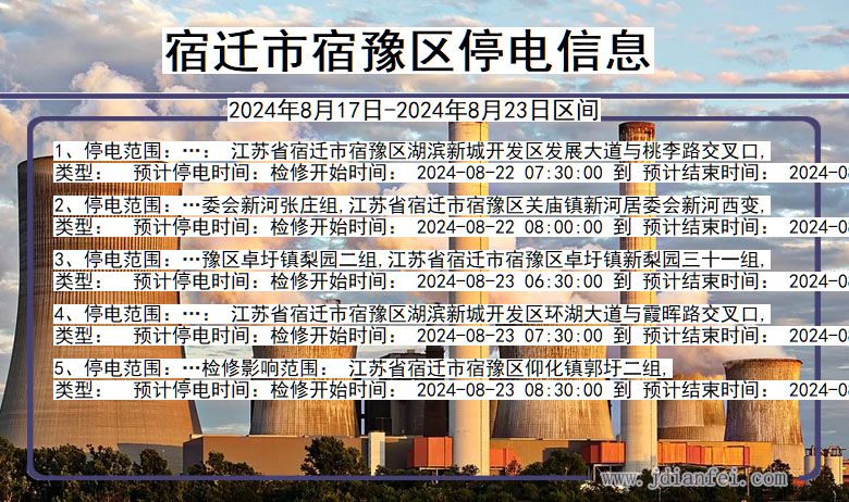 宿迁宿豫停电通知 江苏省宿迁宿豫停电通知