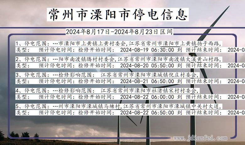 常州溧阳停电通知 江苏省常州溧阳停电通知