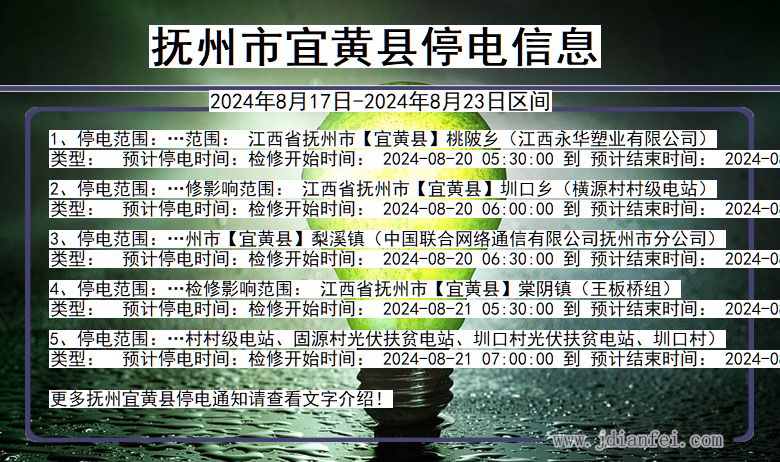 抚州宜黄停电通知 江西省抚州宜黄停电通知