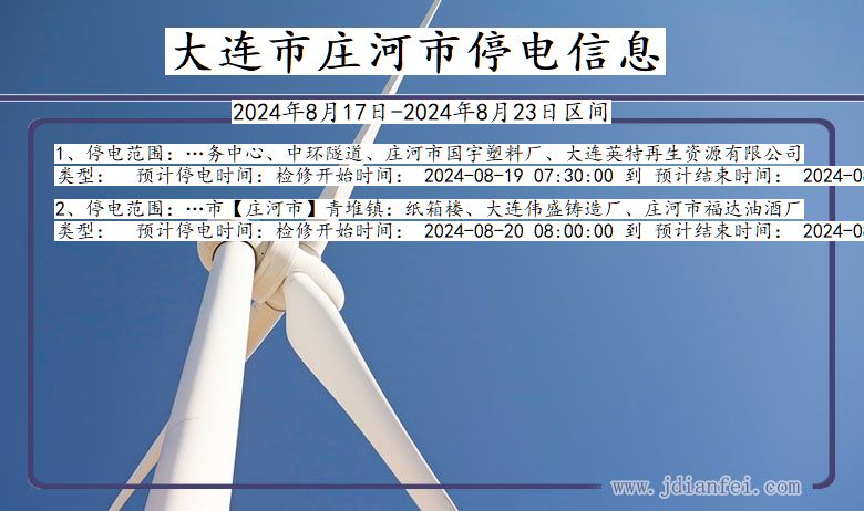 大连庄河停电通知 辽宁省大连庄河停电通知
