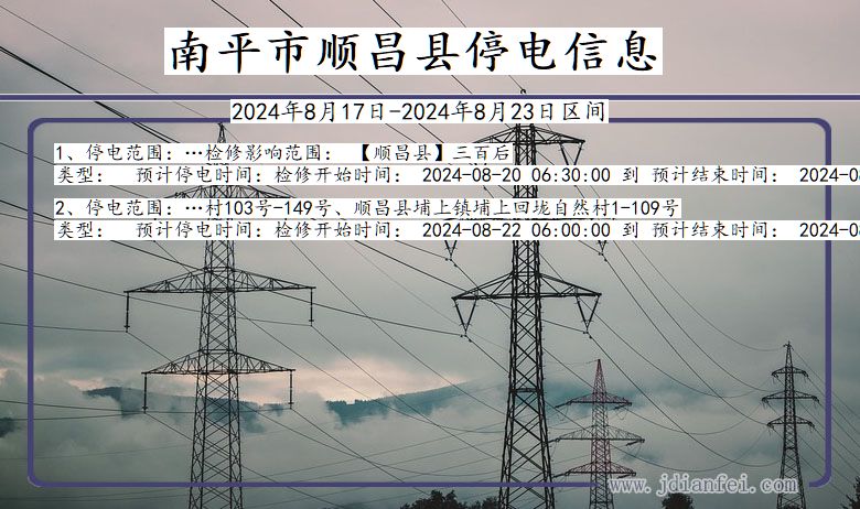 福建省南平顺昌停电通知