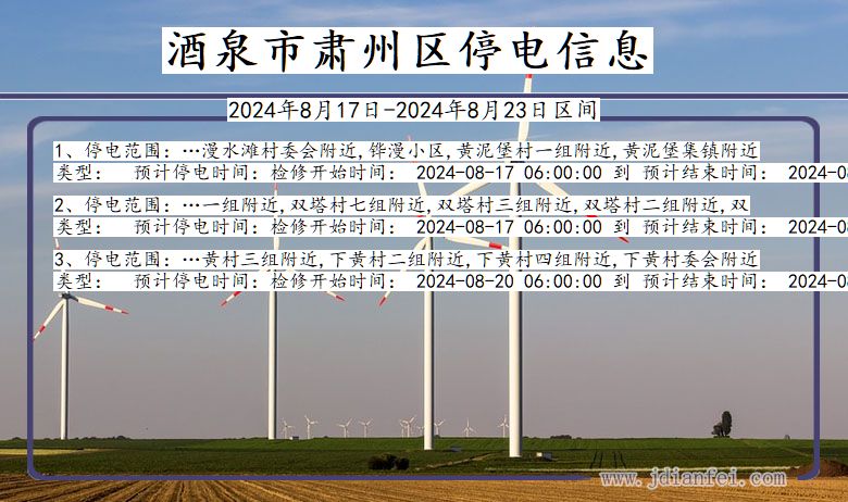 酒泉肃州停电通知 甘肃省酒泉肃州停电通知