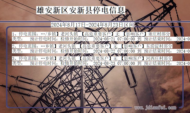 雄安新区安新停电通知 河北省雄安新区安新停电通知