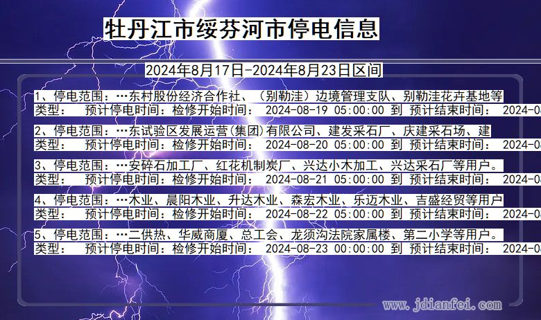 牡丹江绥芬河停电通知 黑龙江省牡丹江绥芬河停电通知