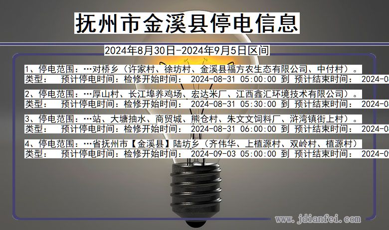 抚州金溪停电通知 江西省抚州金溪停电通知