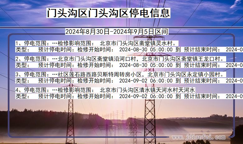 门头沟区门头沟停电通知 北京市门头沟区门头沟停电通知