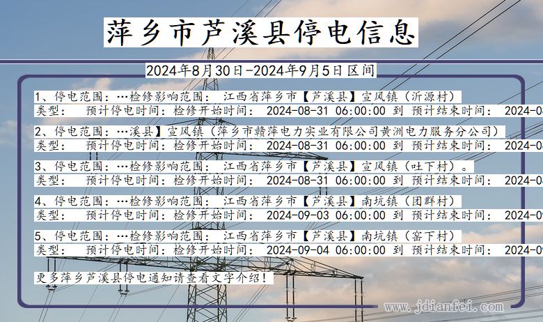 萍乡芦溪停电通知 江西省萍乡芦溪停电通知