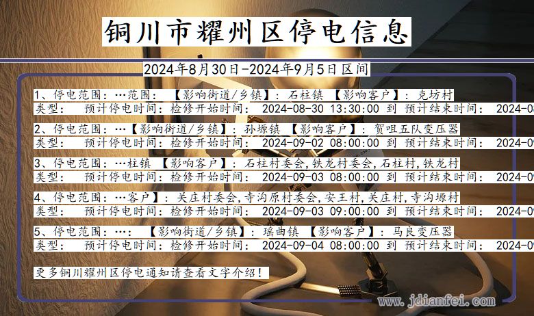 铜川耀州停电通知 陕西省铜川耀州停电通知