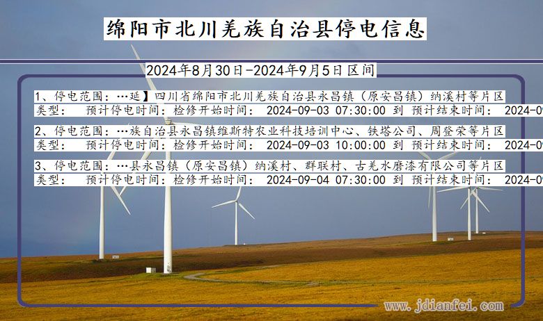 绵阳北川羌族自治停电通知 四川省绵阳北川羌族自治停电通知
