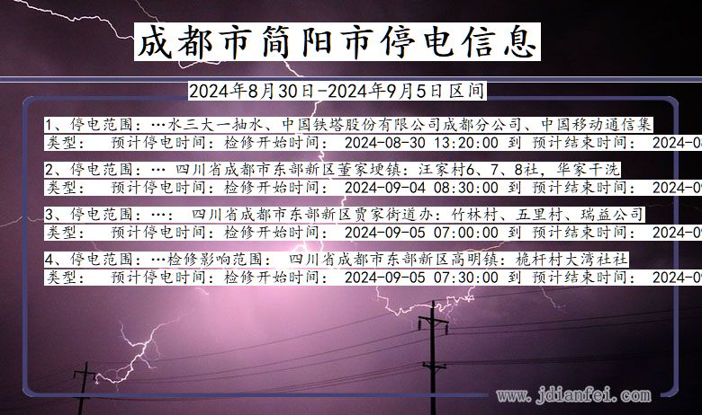 成都简阳停电通知 四川省成都简阳停电通知