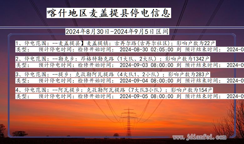 喀什地区麦盖提停电通知 新疆维吾尔自治区喀什地区麦盖提停电通知