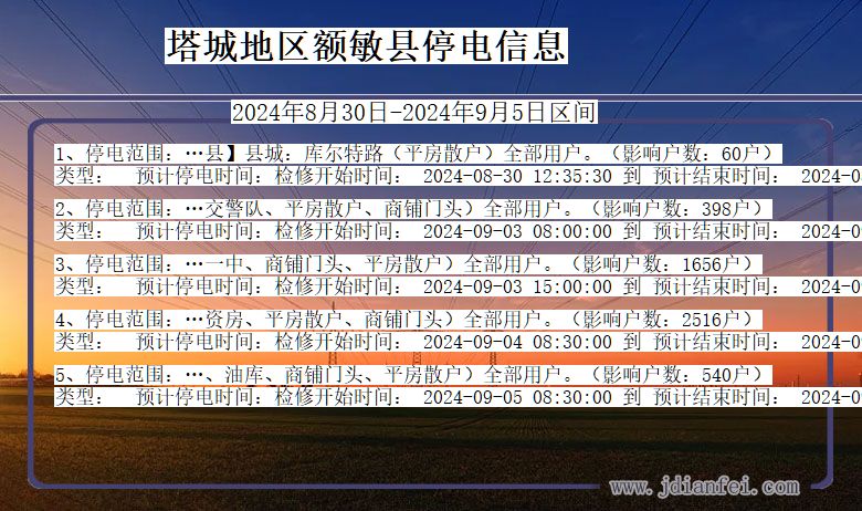 塔城地区额敏停电通知 新疆维吾尔自治区塔城地区额敏停电通知