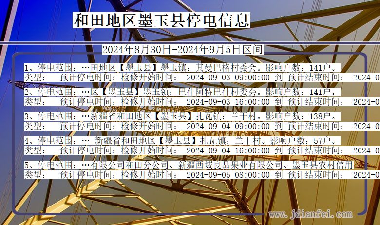 和田地区墨玉停电通知 新疆维吾尔自治区和田地区墨玉停电通知