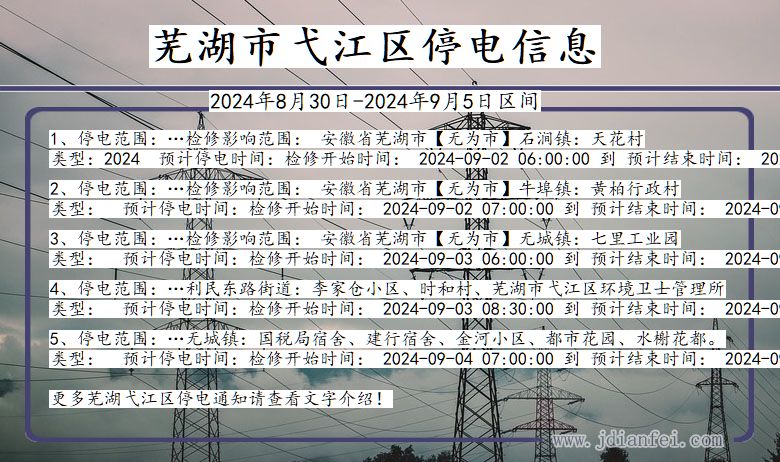 安徽省芜湖弋江停电通知