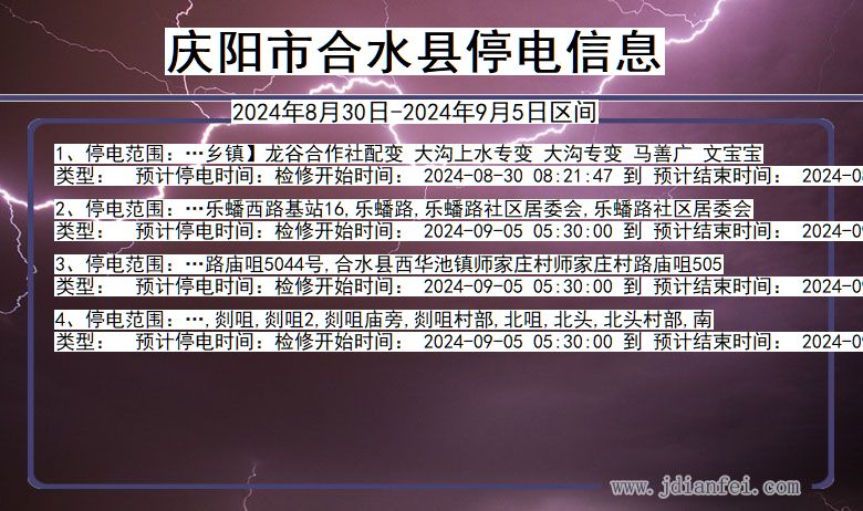 庆阳合水停电通知 甘肃省庆阳合水停电通知
