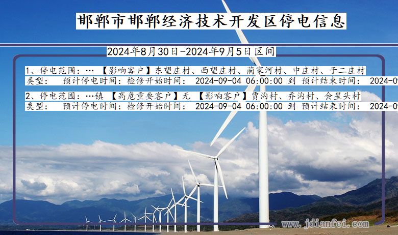 邯郸邯郸经济技术开发停电通知 河北省邯郸邯郸经济技术开发停电通知