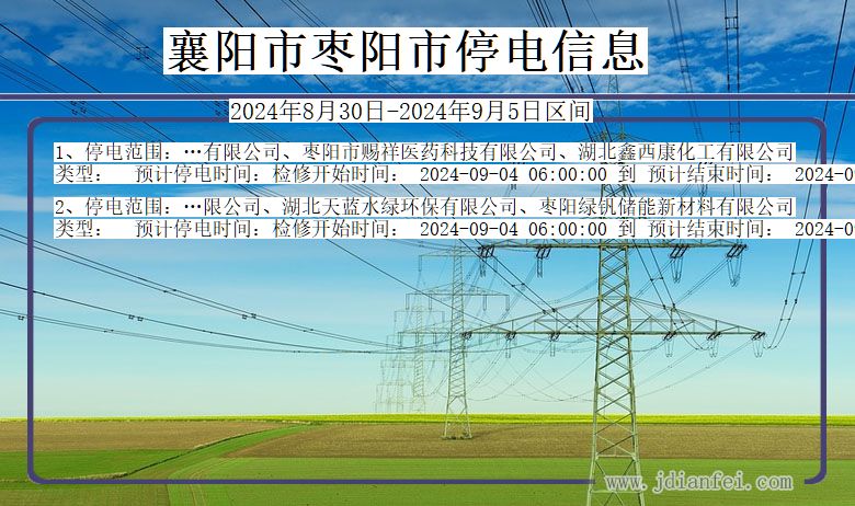 襄阳枣阳停电通知 湖北省襄阳枣阳停电通知
