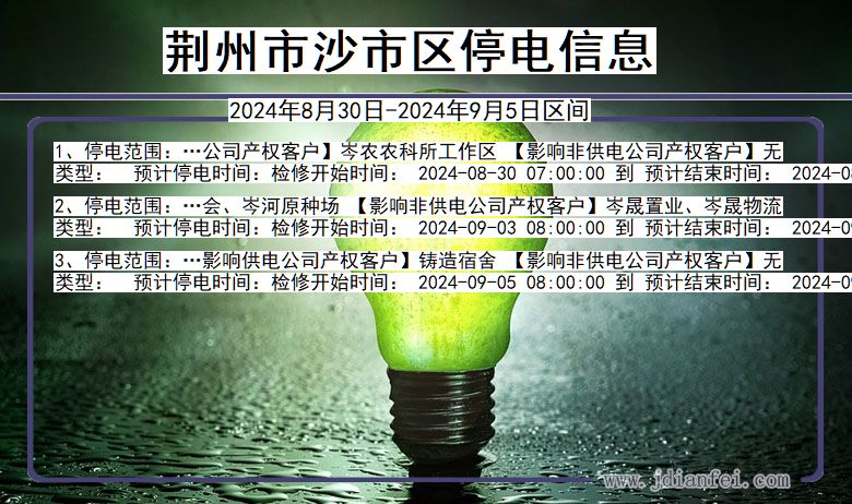 荆州沙市停电通知 湖北省荆州沙市停电通知