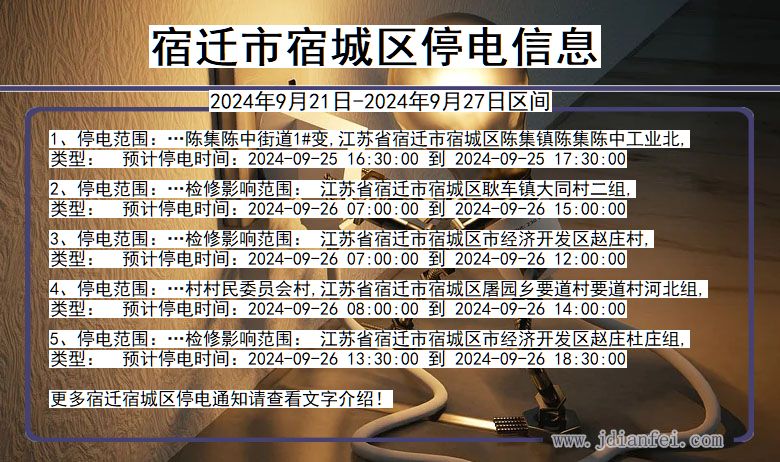 宿迁宿城停电通知 江苏省宿迁宿城停电通知