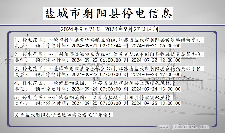 盐城射阳停电通知 江苏省盐城射阳停电通知