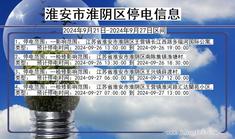 淮安淮阴停电通知 江苏省淮安淮阴停电通知
