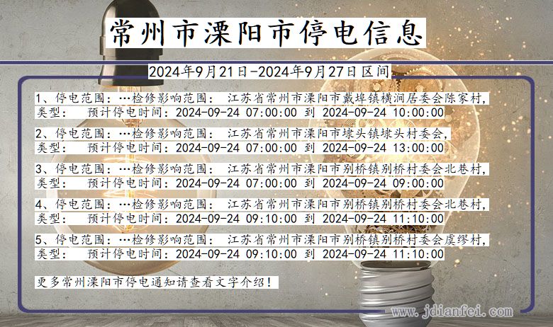 常州溧阳停电通知 江苏省常州溧阳停电通知