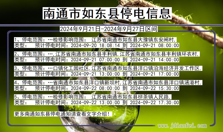 南通如东停电通知 江苏省南通如东停电通知
