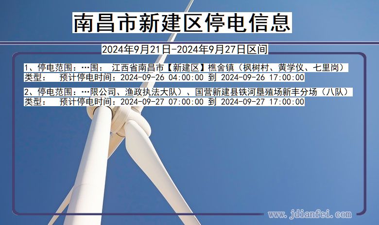 南昌新建停电通知 江西省南昌新建停电通知