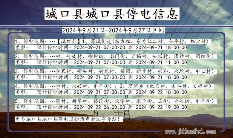 城口县城口停电通知 重庆市城口县城口停电通知