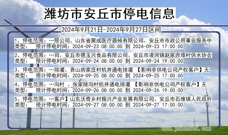 潍坊安丘停电通知 山东省潍坊安丘停电通知