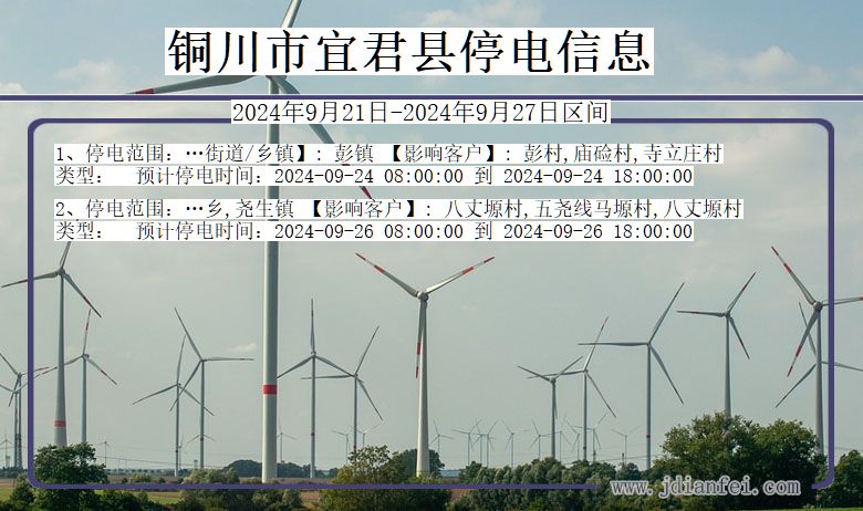 铜川宜君停电通知 陕西省铜川宜君停电通知