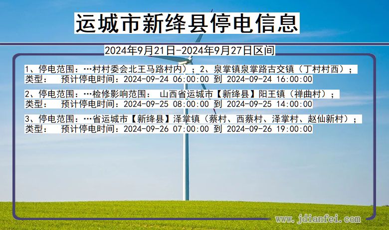 山西省运城新绛停电通知