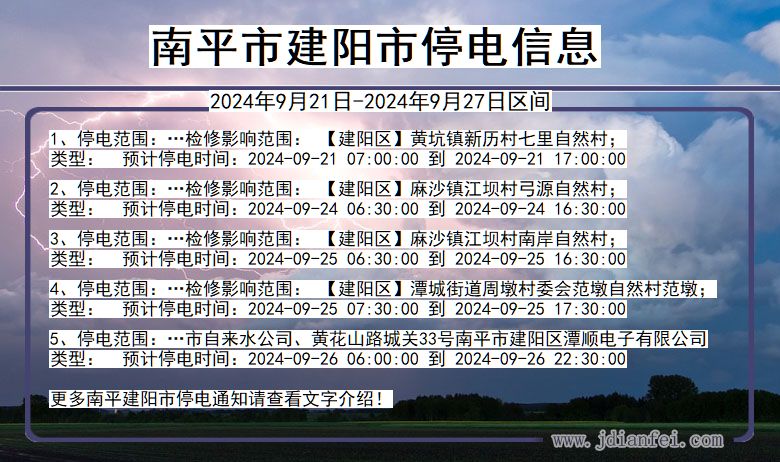 南平建阳停电通知 福建省南平建阳停电通知