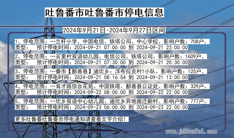 吐鲁番吐鲁番停电通知 新疆维吾尔自治区吐鲁番吐鲁番停电通知