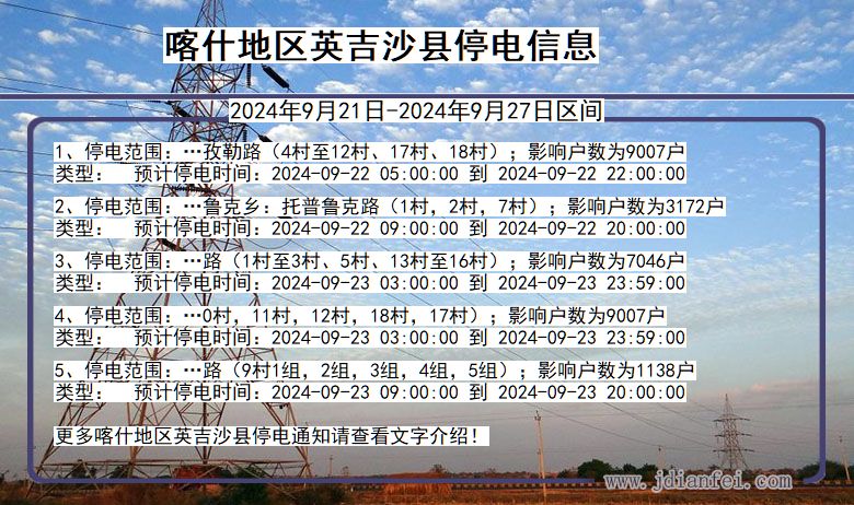 喀什地区英吉沙停电通知 新疆维吾尔自治区喀什地区英吉沙停电通知