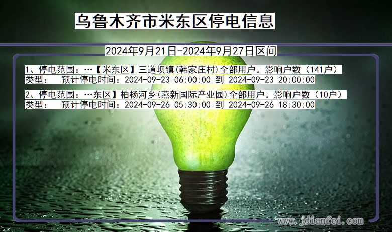 乌鲁木齐米东停电通知 新疆维吾尔自治区乌鲁木齐米东停电通知