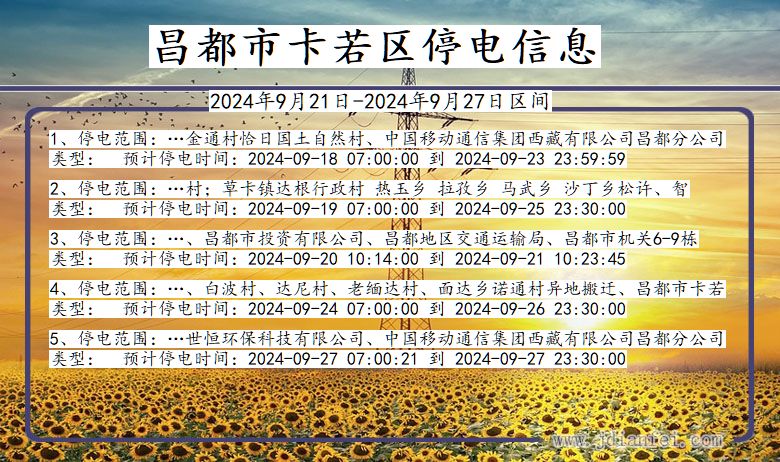 昌都卡若停电通知 西藏自治区昌都卡若停电通知