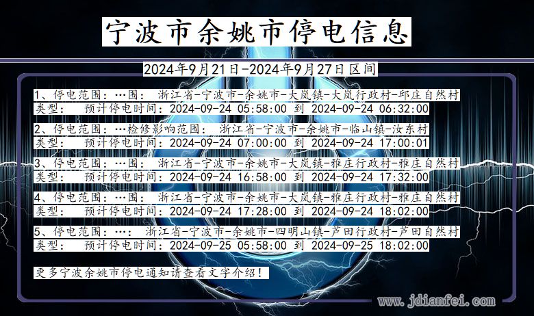 宁波余姚停电通知 浙江省宁波余姚停电通知