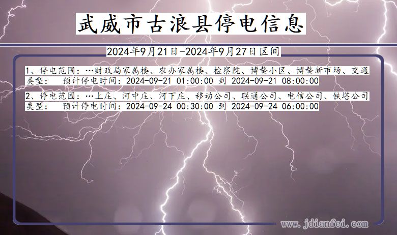 武威古浪停电通知 甘肃省武威古浪停电通知