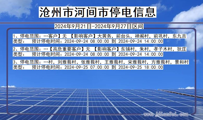 沧州河间停电通知 河北省沧州河间停电通知