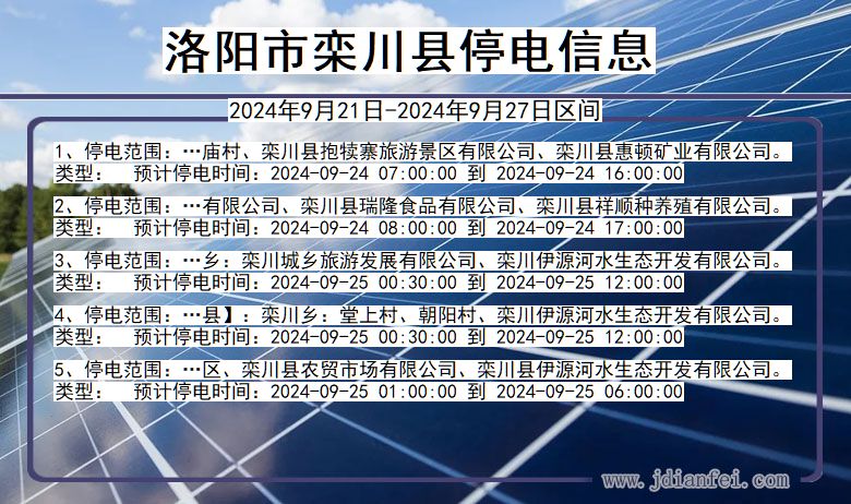洛阳栾川停电通知 河南省洛阳栾川停电通知