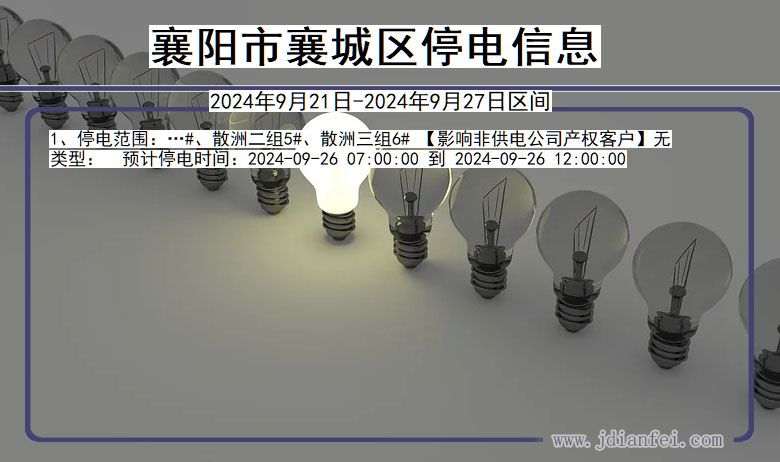 襄阳襄城停电通知 湖北省襄阳襄城停电通知