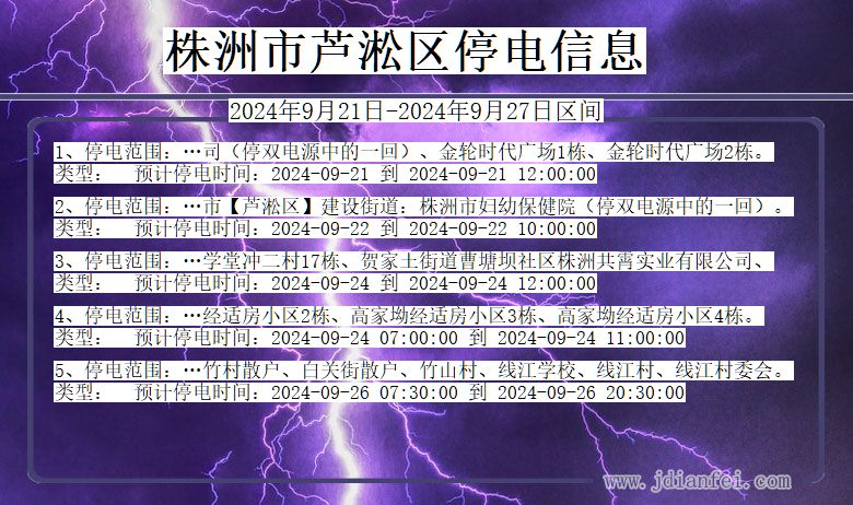 湖南省株洲芦淞停电通知