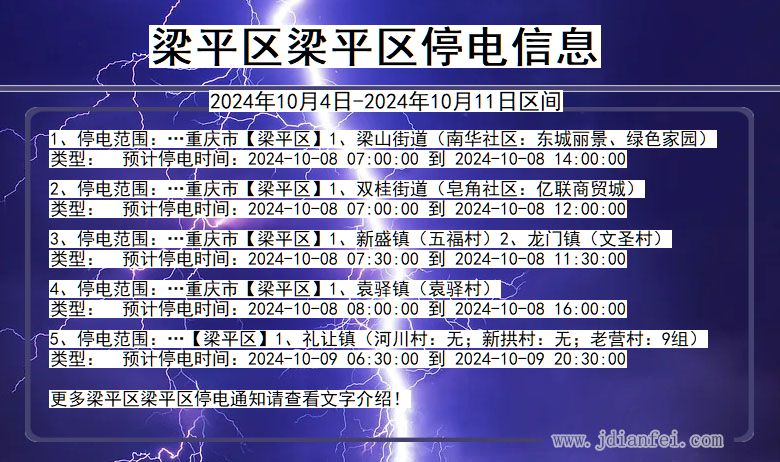 重庆市梁平区梁平停电通知