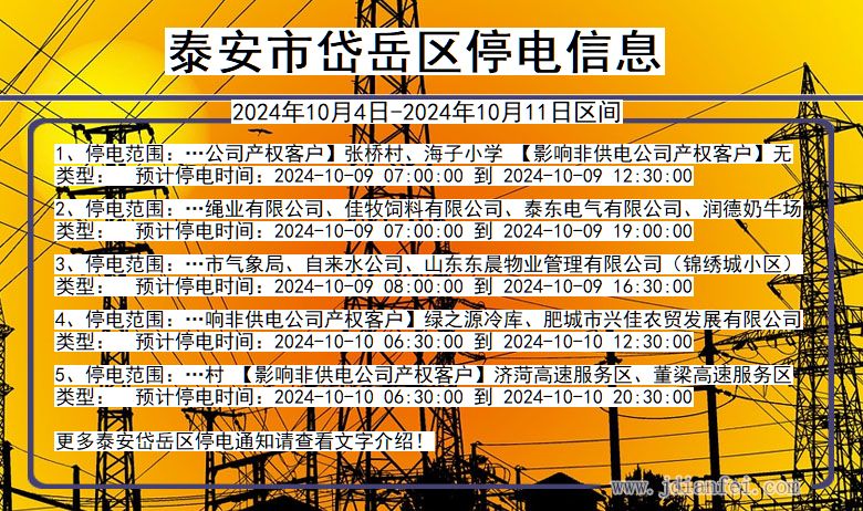 泰安岱岳停电通知 山东省泰安岱岳停电通知