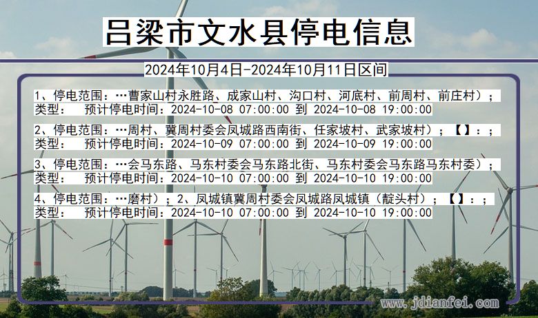 吕梁文水停电通知 山西省吕梁文水停电通知